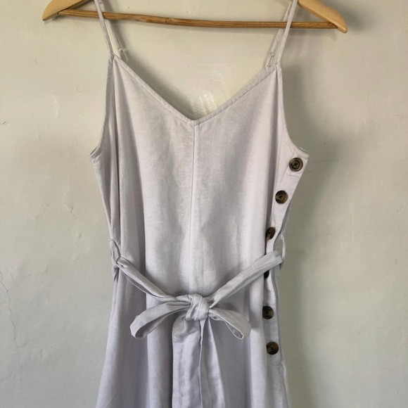 AMERICAN EAGLE | Women's XS Oatmeal Linen Blend Sleeveless Side Button Dress - Picture 6 of 8